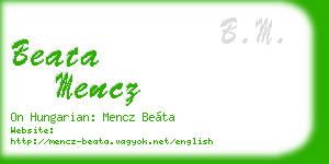 beata mencz business card
